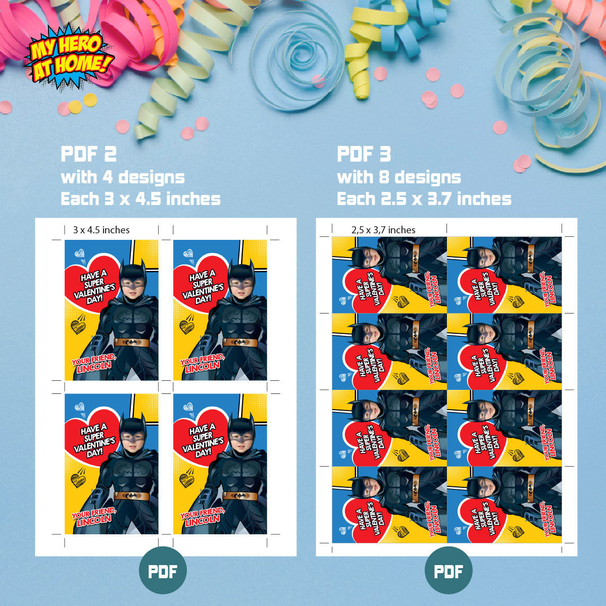 Personalized Batman Valentines tags with child as the star, Valentine Batman themed tags. 2247