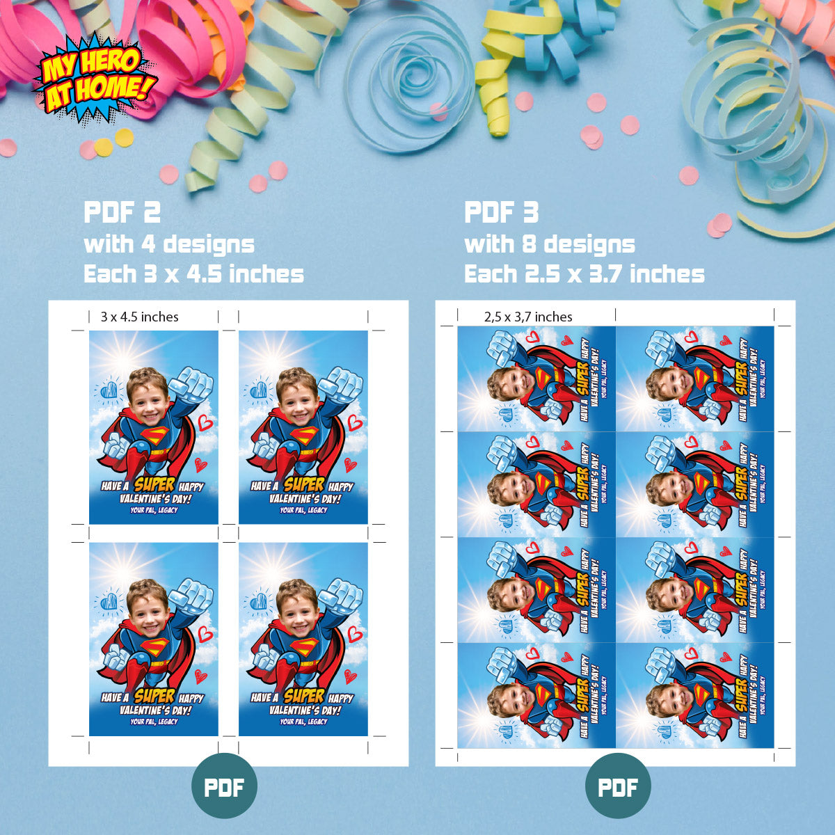 Personalized Superman Valentines tags with child as the star, Valentine Superman themed tags. 2248