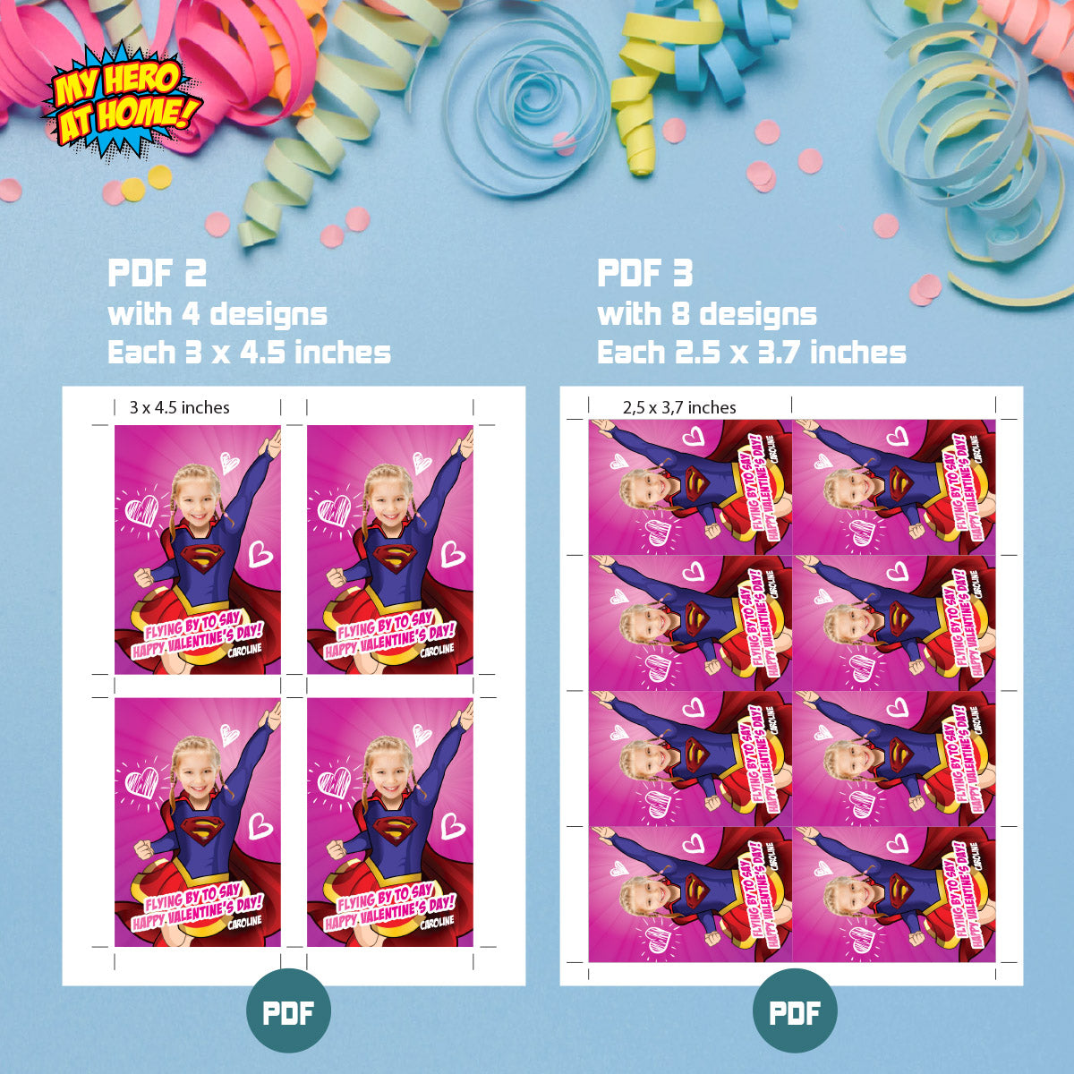 Personalized Supergirl Valentines tags with girl as the star, Valentine Supergirl themed tags. 2249