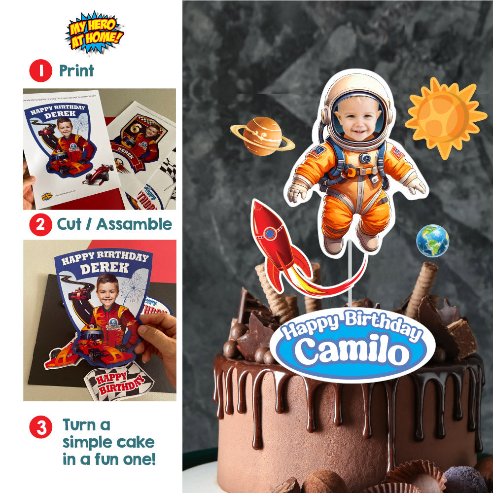 Baby Astronaut Cake topper with photo, 1st trip around the sun smash Cake. 2284CT2