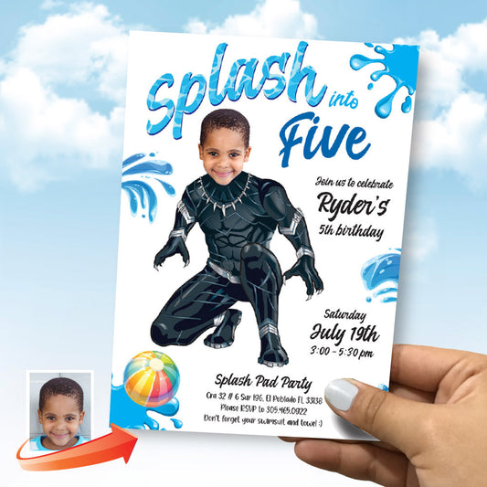 Personalized Black Panther Splash Birthday Invitation (Digital File) 2287