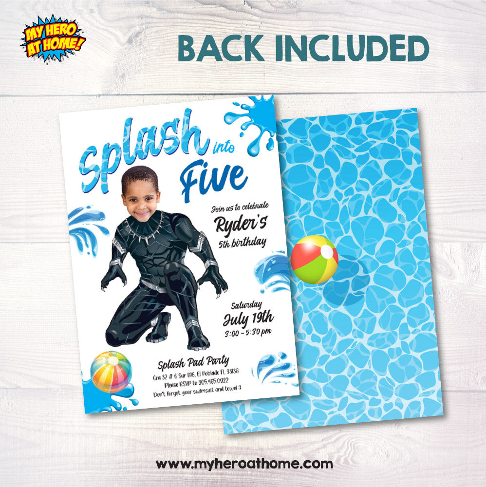 Personalized Black Panther Splash Birthday Invitation (Digital File) 2287