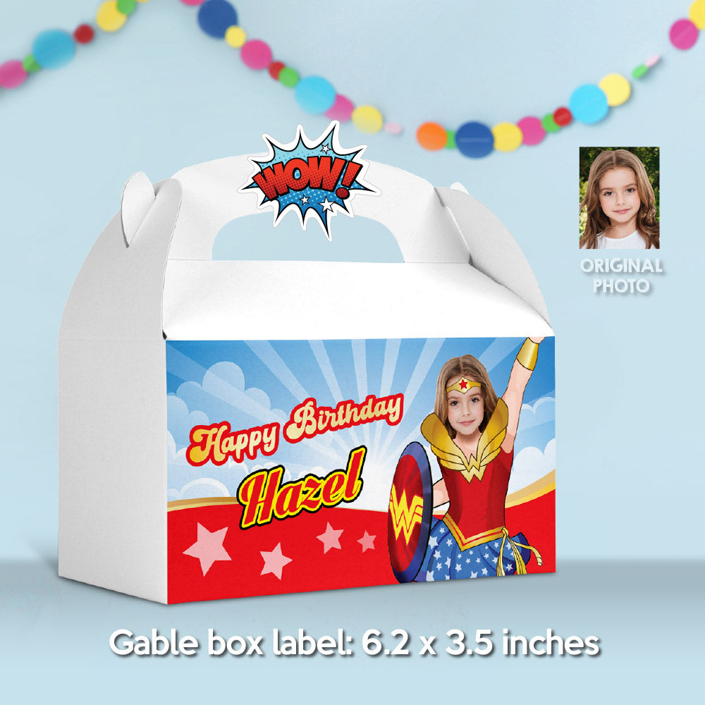 Bundle Wonder Girl snacks labels, water wrappers and Juice pouch, Chip bags, gable box labels. 2303B3