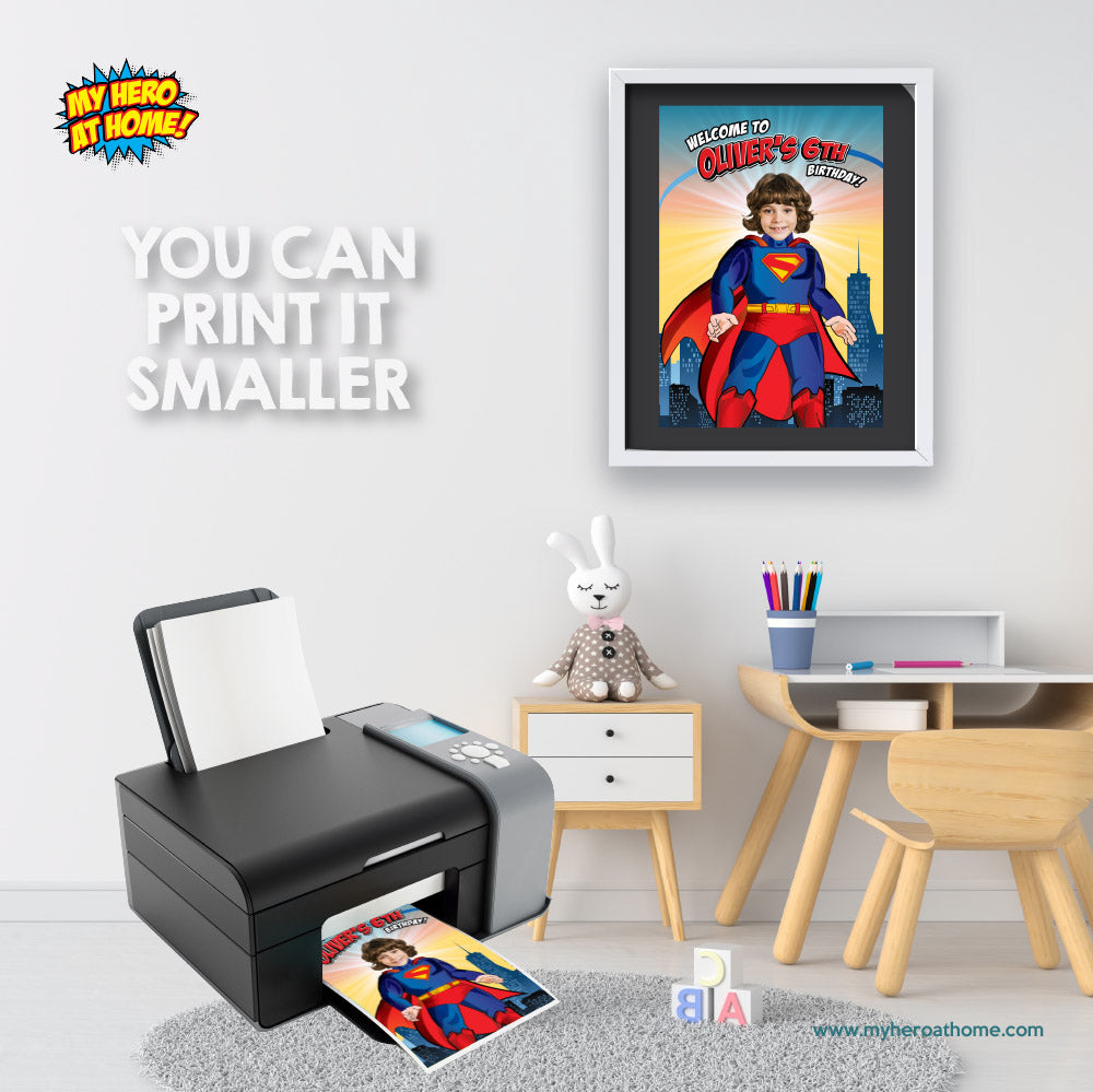 Superman Welcome sign with photo of your birthday boy as Superman. 2308WS