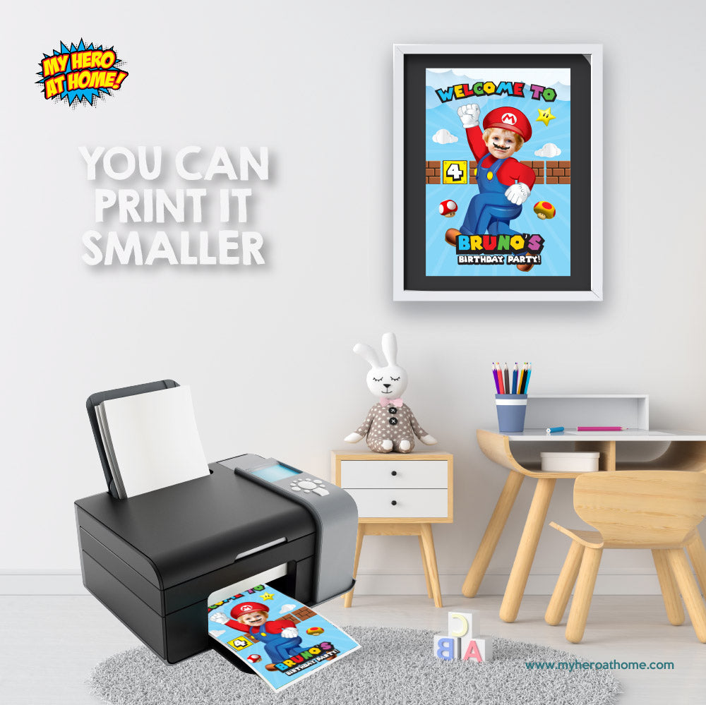 Custom Super Mario Welcome sign with photo, Super Mario welcome party, Mario Bros Birthday Welcome Print. 2331WS