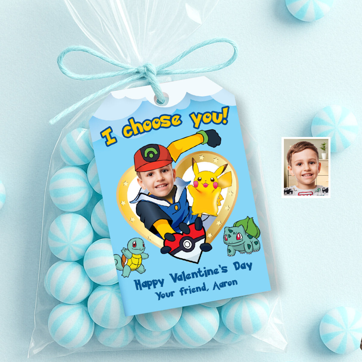 Pokemon Valentines gifts tags with kid as Ash the trainer, Pokemon Valentine grams tags. 2332VLB