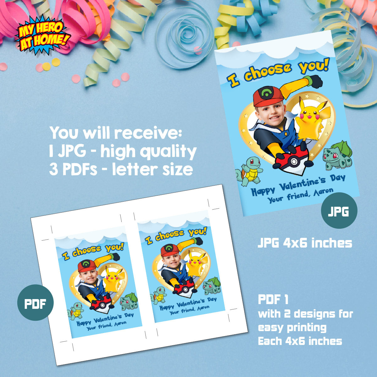 Pokemon Valentines gifts tags with kid as Ash the trainer, Pokemon Valentine grams tags. 2332VLB