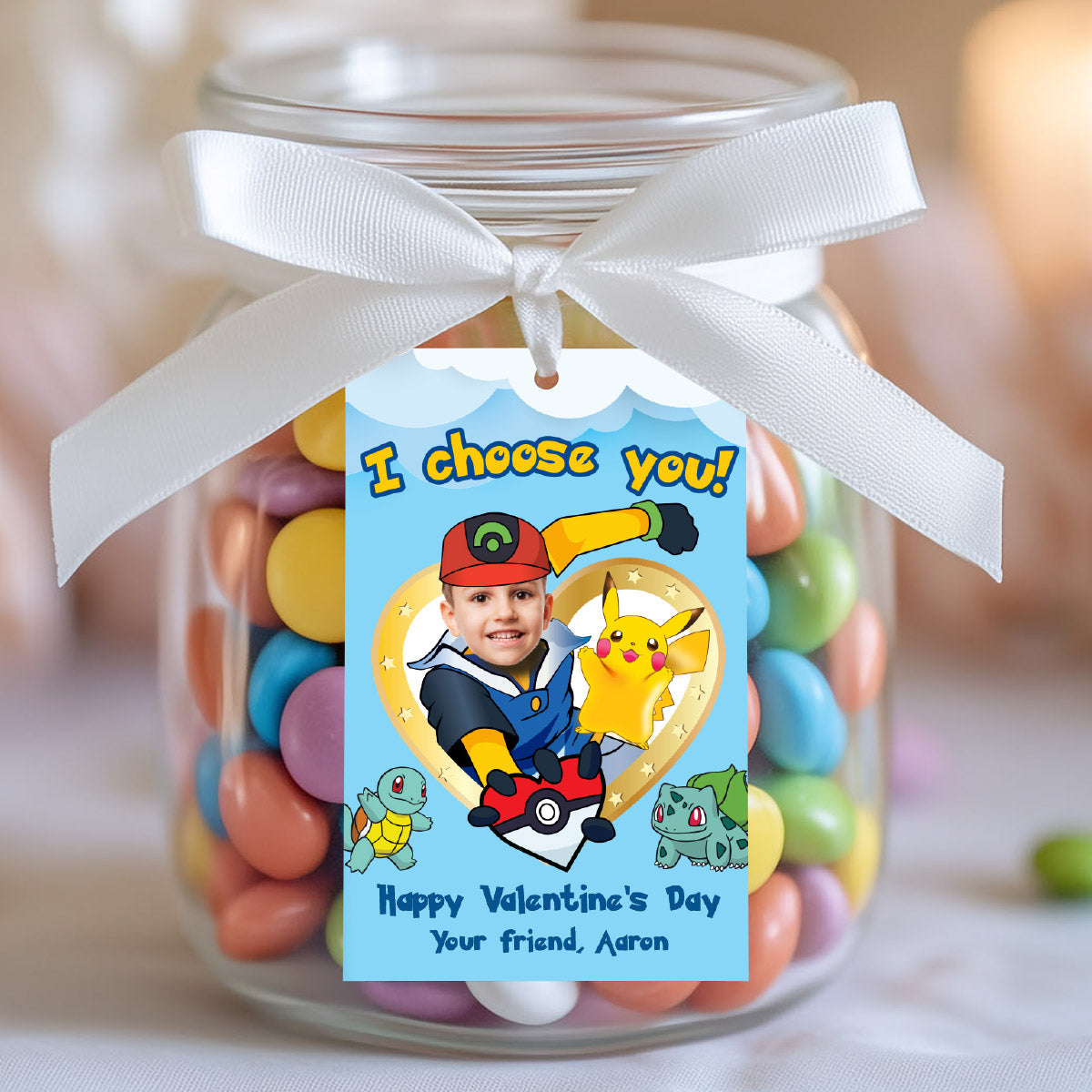 Pokemon Valentines gifts tags with kid as Ash the trainer, Pokemon Valentine grams tags. 2332VLB
