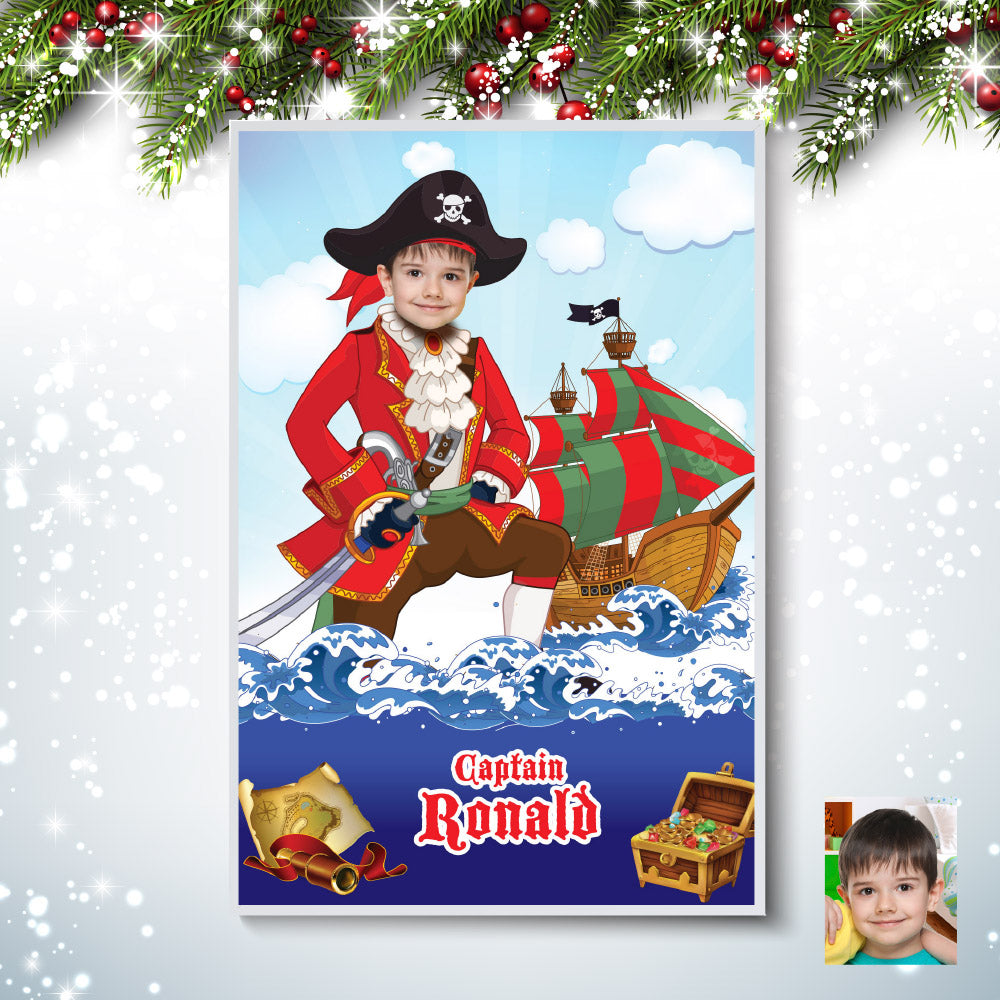 Custom Pirate Poster with kid as the star, Printable Pirate Gifts with photo. 2336GF