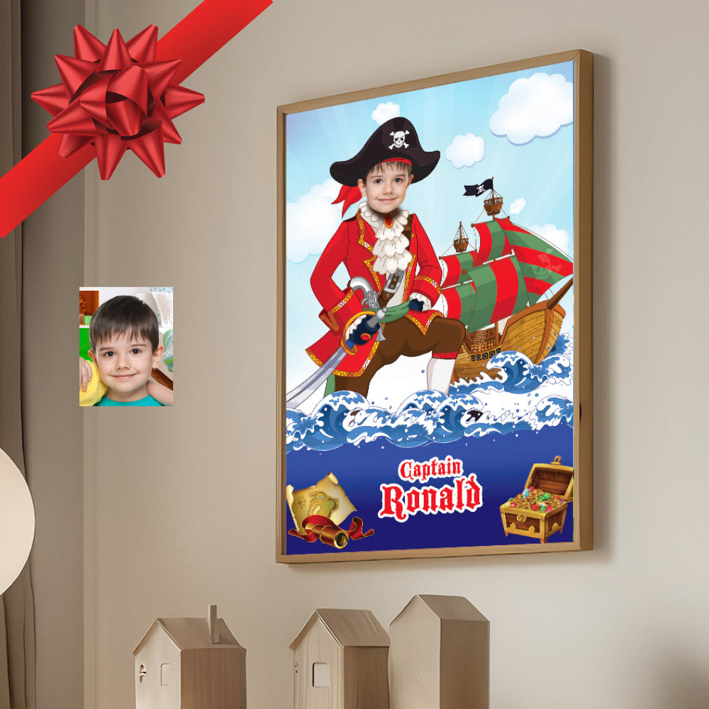 Custom Pirate Poster with kid as the star, Printable Pirate Gifts with photo. 2336GF