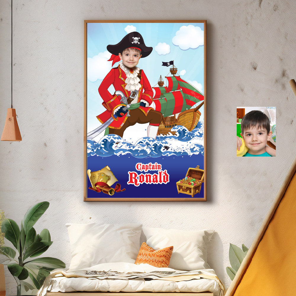 Custom Pirate Poster with kid as the star, Printable Pirate Gifts with photo. 2336GF