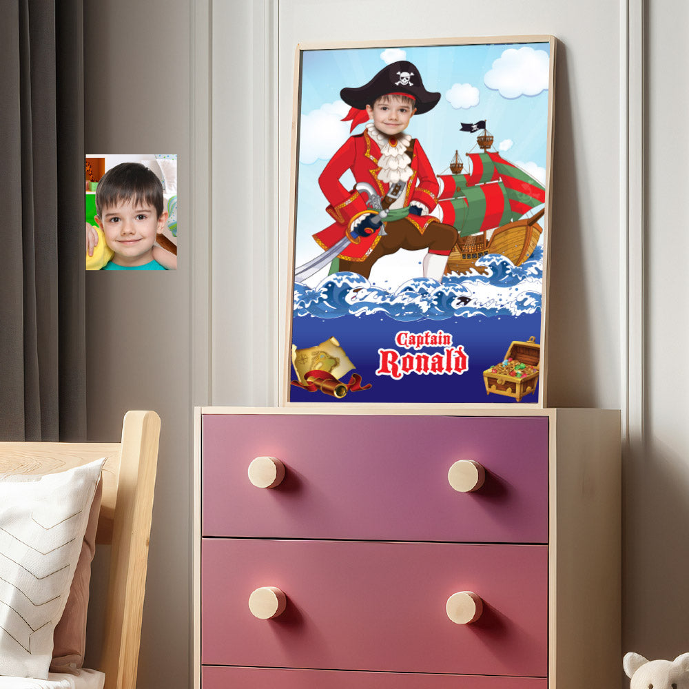 Custom Pirate Poster with kid as the star, Printable Pirate Gifts with photo. 2336GF