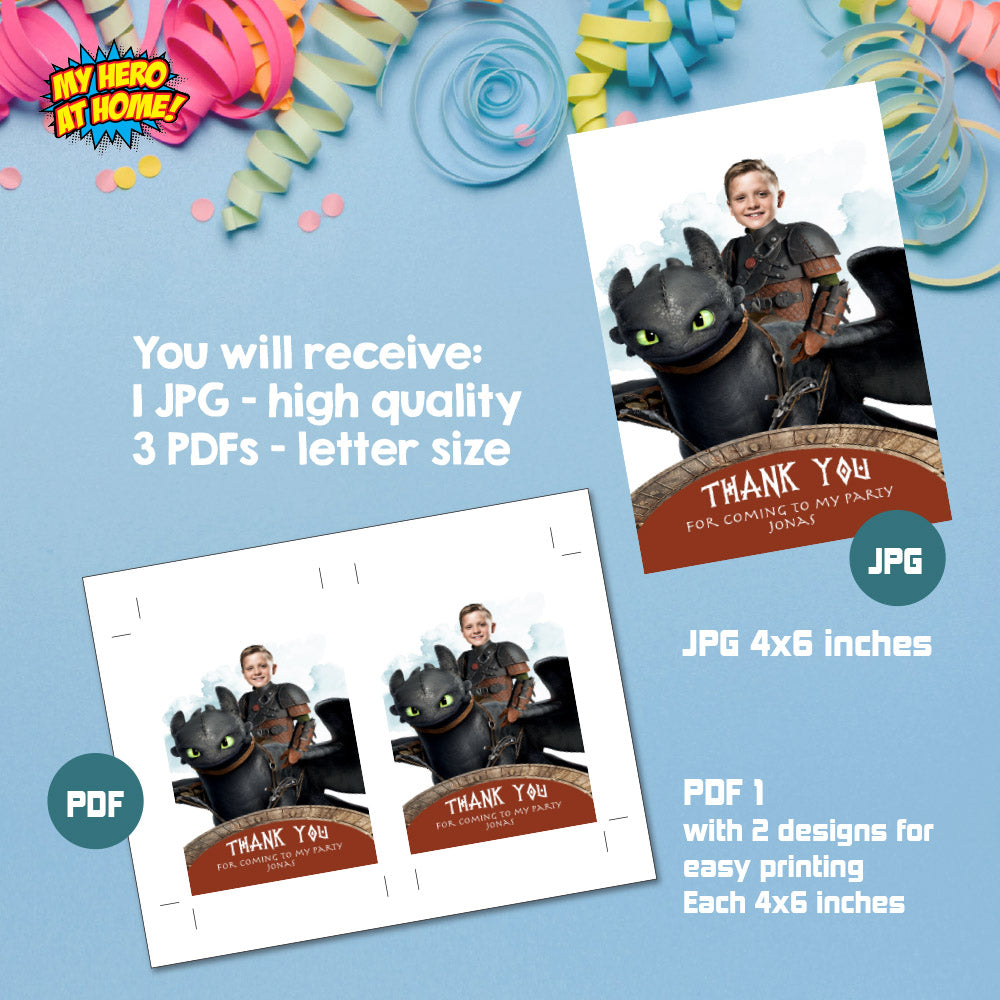 How to Train Your Dragon Thank You & Favor Tags, Kid as Hiccup ...