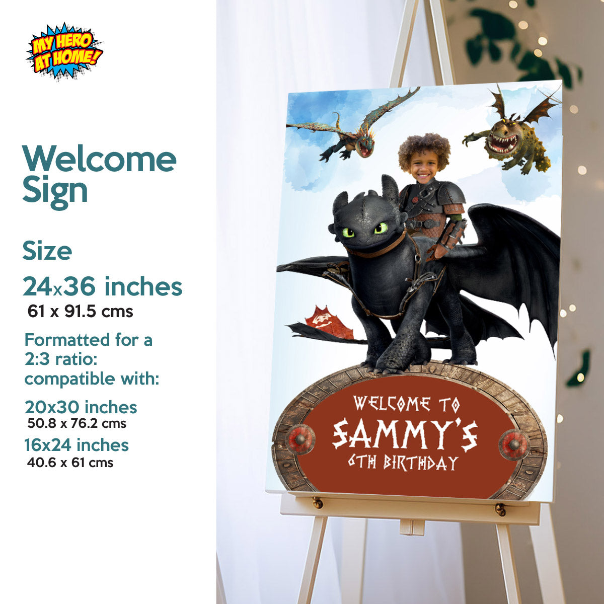 Bundle Hiccup and Toothless Birthday with your child as the star, Invitation and Thank you, Cake Topper and Welcome Sign. 2339B2