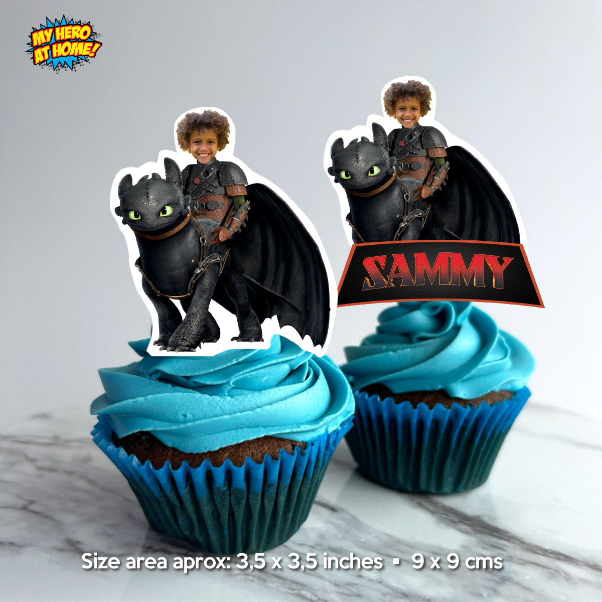 How to train your Dragon Cupcake Toppers featuring kid as Hiccup, HTTYD Cupcakes toppers. 2339CK