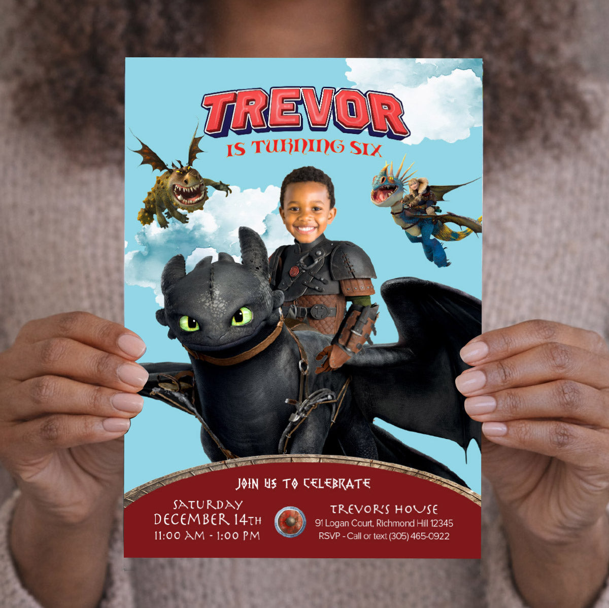 How to Train your Dragon Birthday Party Invitation featuring Child as Hiccup. 2339INB