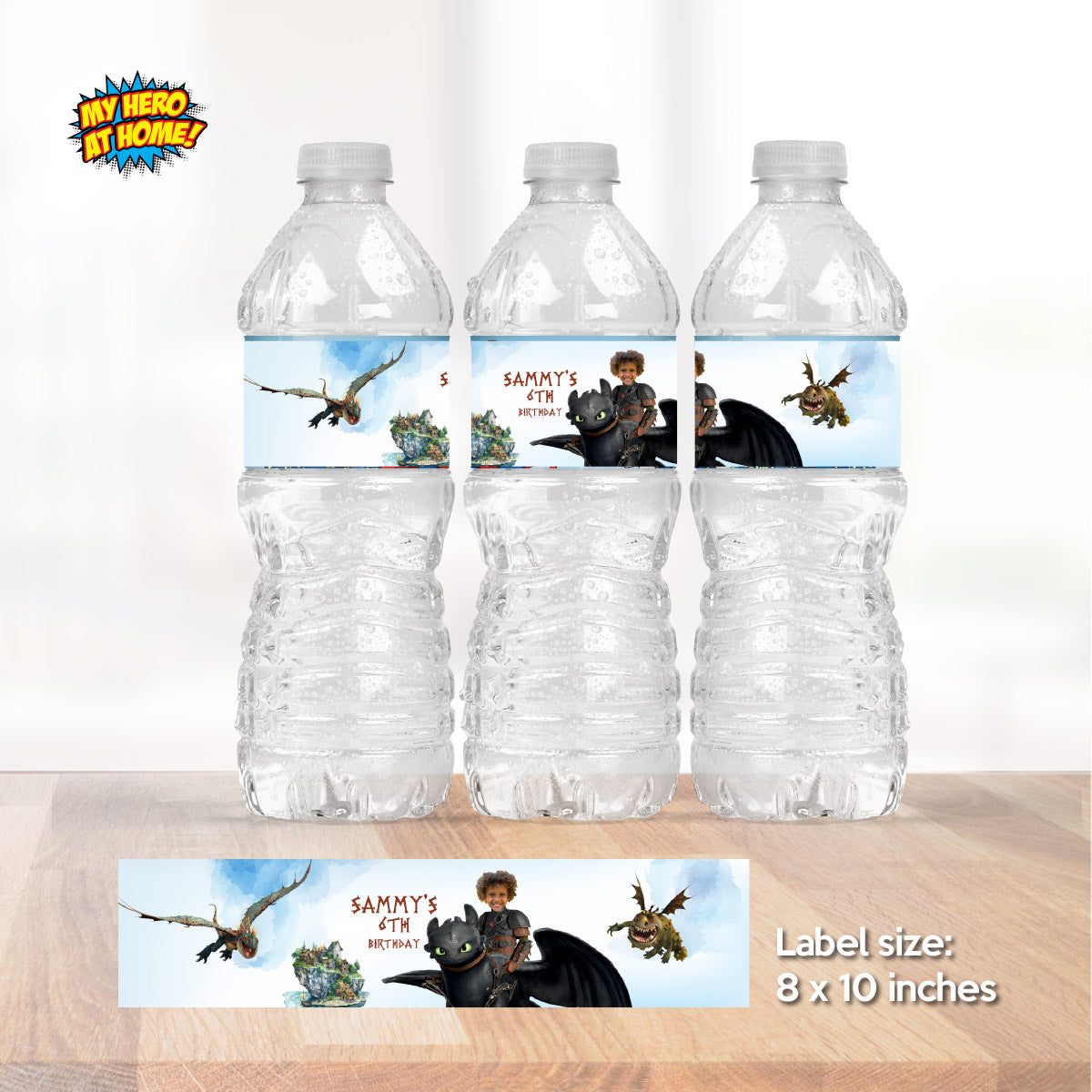 Hiccup and toothless Party water stickers, Custom How to train your Dragon Capri sun labels. 2339WJ