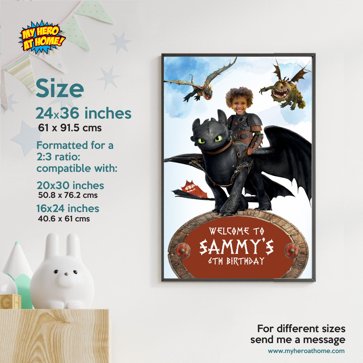 Personalized Hiccup and Toothless welcome sign, How to train your Dragon Welcome party sign. 2339WS