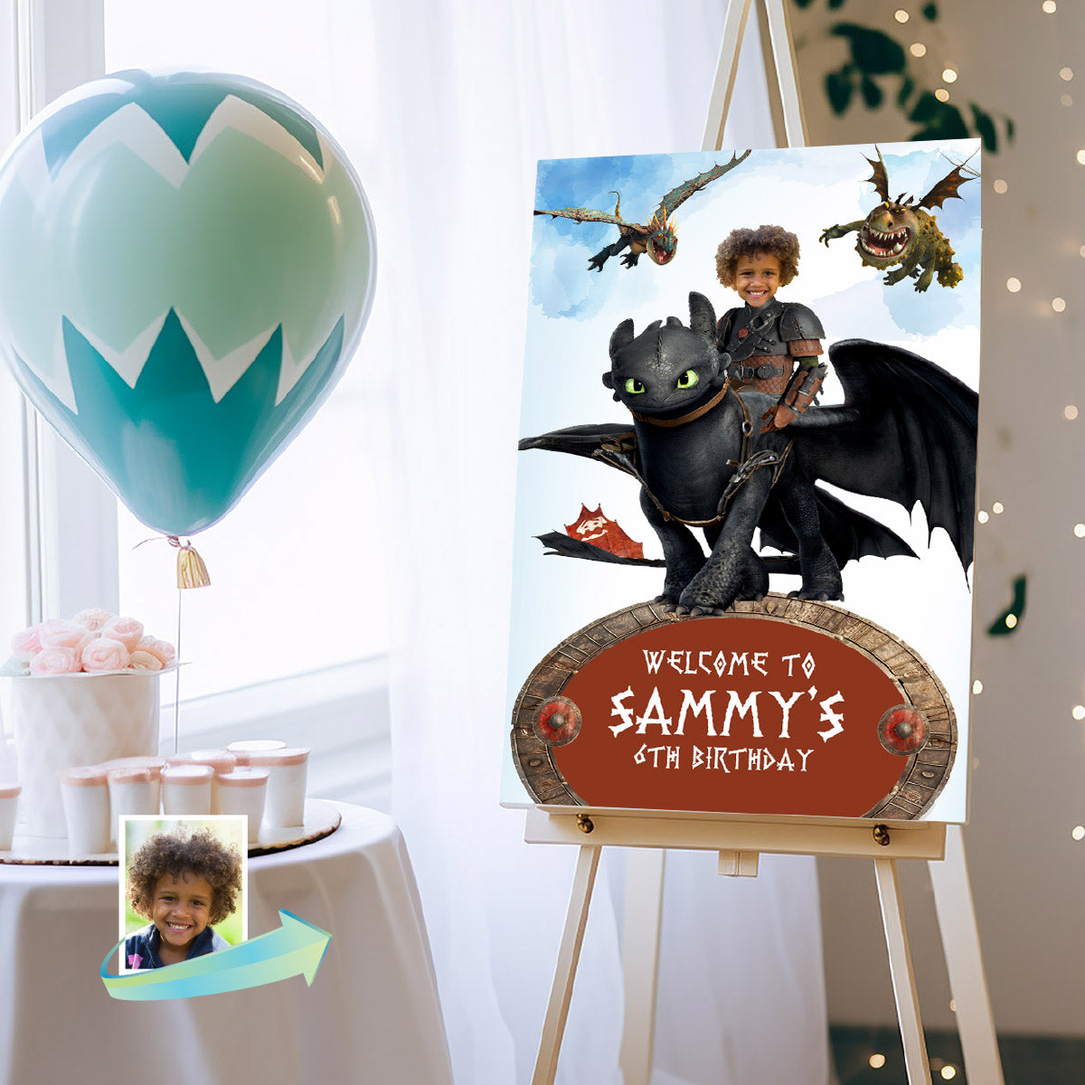 Personalized Hiccup and Toothless welcome sign, How to train your Dragon Welcome party sign. 2339WS