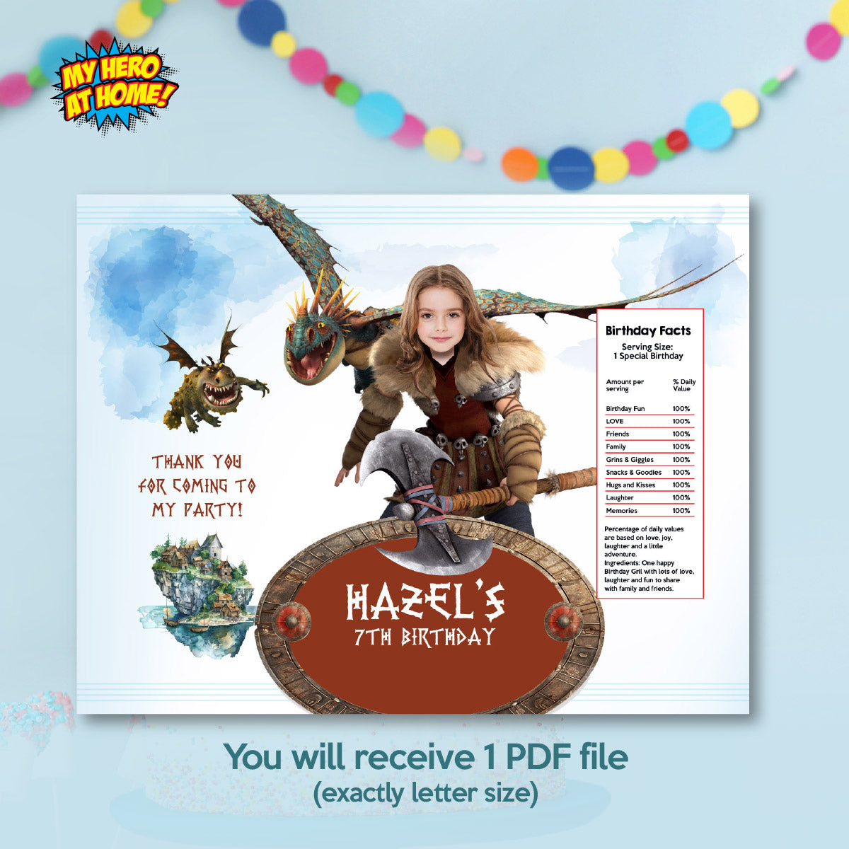 How to train your Dragon Girl chip bags and snack wrappers, Astrid and Stormfly Party Favors bags. 2340CB