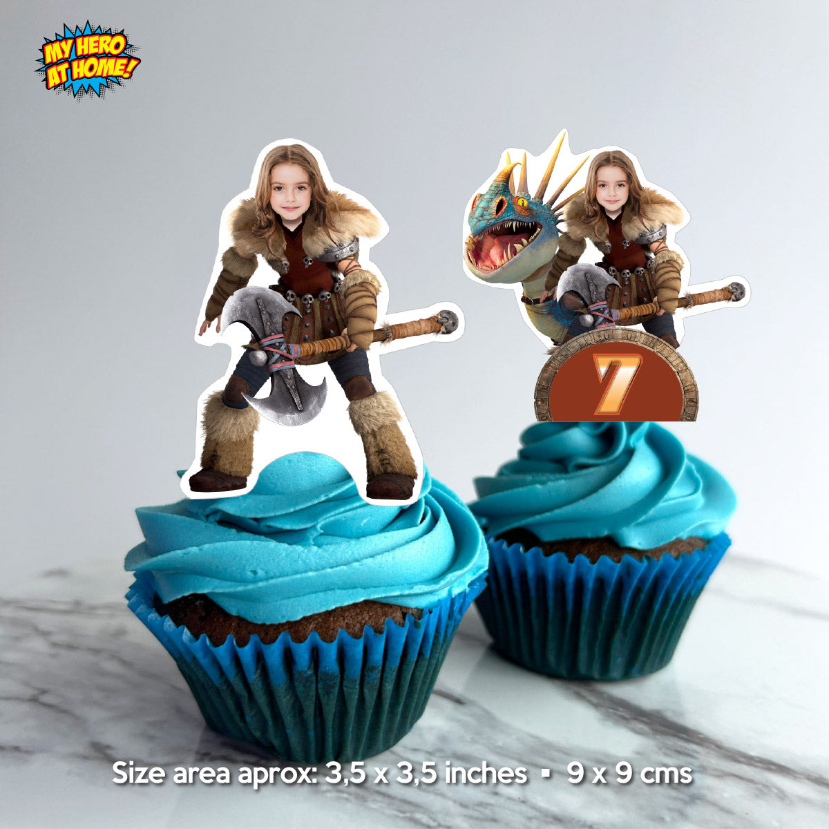 How to train your Dragon Cupcake Toppers with girl as Astrid, HTTYD Girl Cupcakes toppers. 2340CK