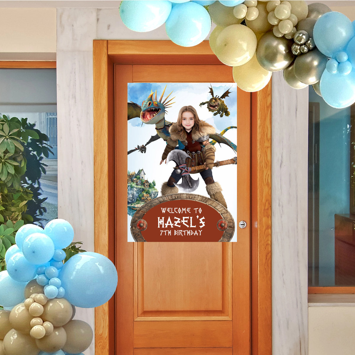 Astrid and Stormfly welcome sign, HTTYD Viking Girl Welcome party sign. 2340WS