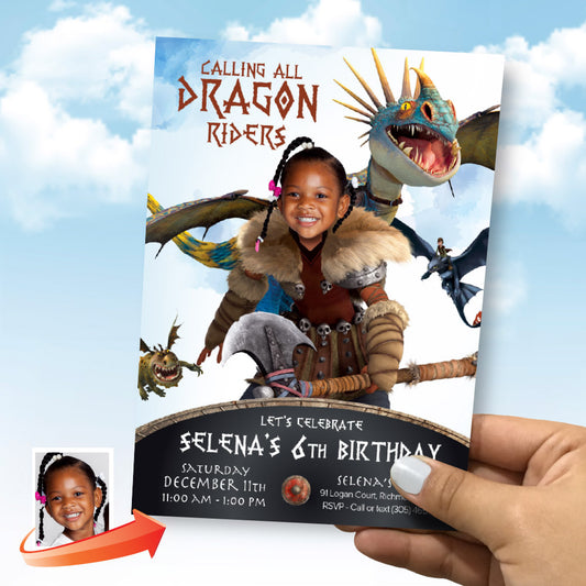Calling all dragon riders Astrid party template, Astrid Dragon birthday template with photo. 2341IN