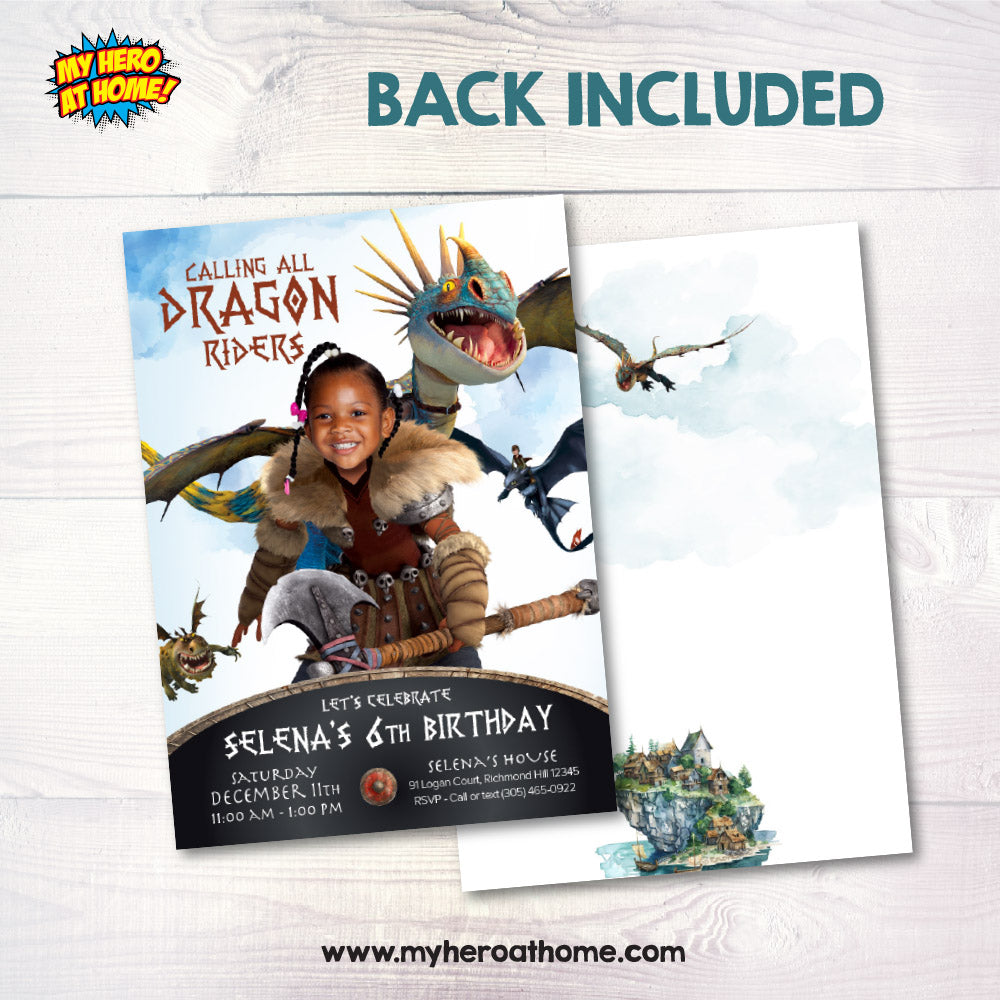 Calling all dragon riders Astrid party template, Astrid Dragon birthday template with photo. 2341IN