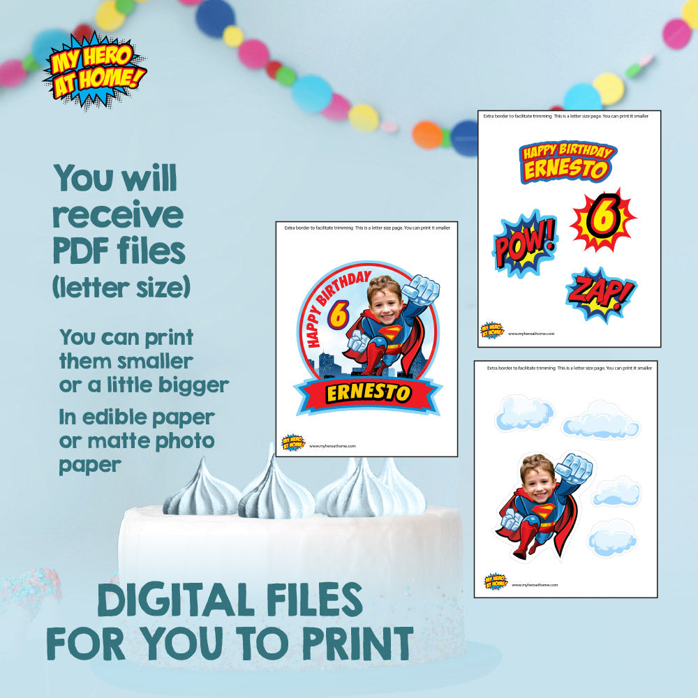 Custom Superman Cake topper, printable Superman cake decor, Little superman themed cake. 2343CT