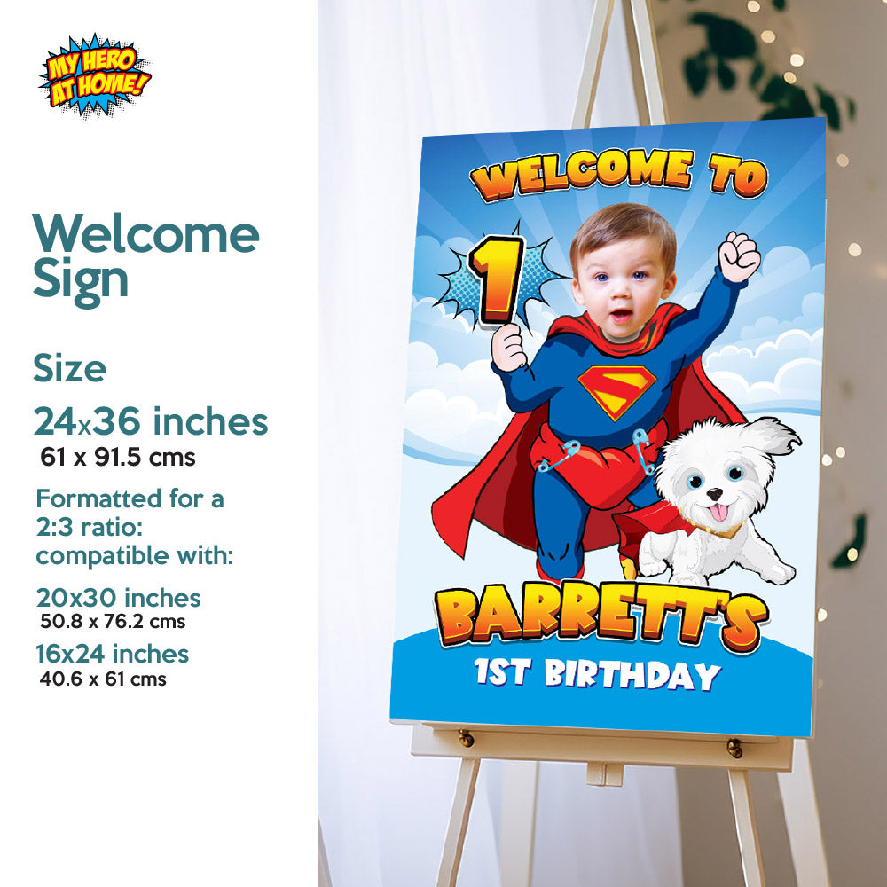 Bundle Baby Superman and Krypto 1st Birthday with your baby as the star, Invitation and Thank you, Cake Topper and Welcome Sign. 2351B2