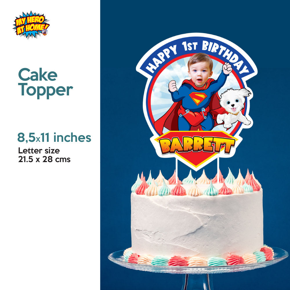 Bundle Baby Superman and Krypto Party decoration with your baby as the star, Custom banner Backdrop, Cake Topper and Welcome Sign. 2351B4