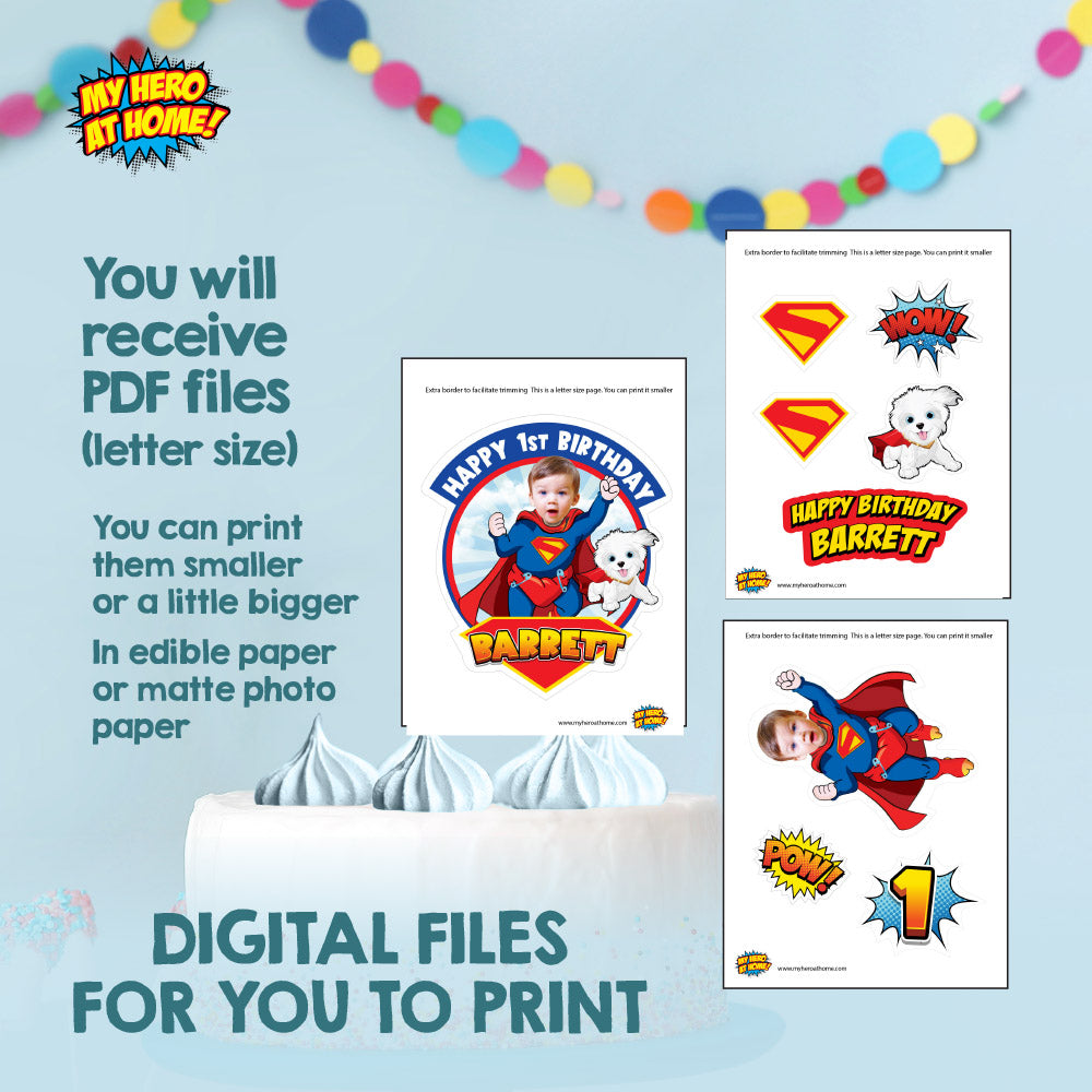 Bundle Baby Superman and Krypto Party decoration with your baby as the star, Custom banner Backdrop, Cake Topper and Welcome Sign. 2351B4