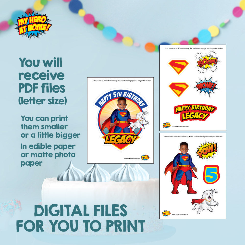 Bundle Superman and Krypto Birthday Matching items, Custom Invitation and Thank you, Cake Topper and Welcome Sign. 2352B2