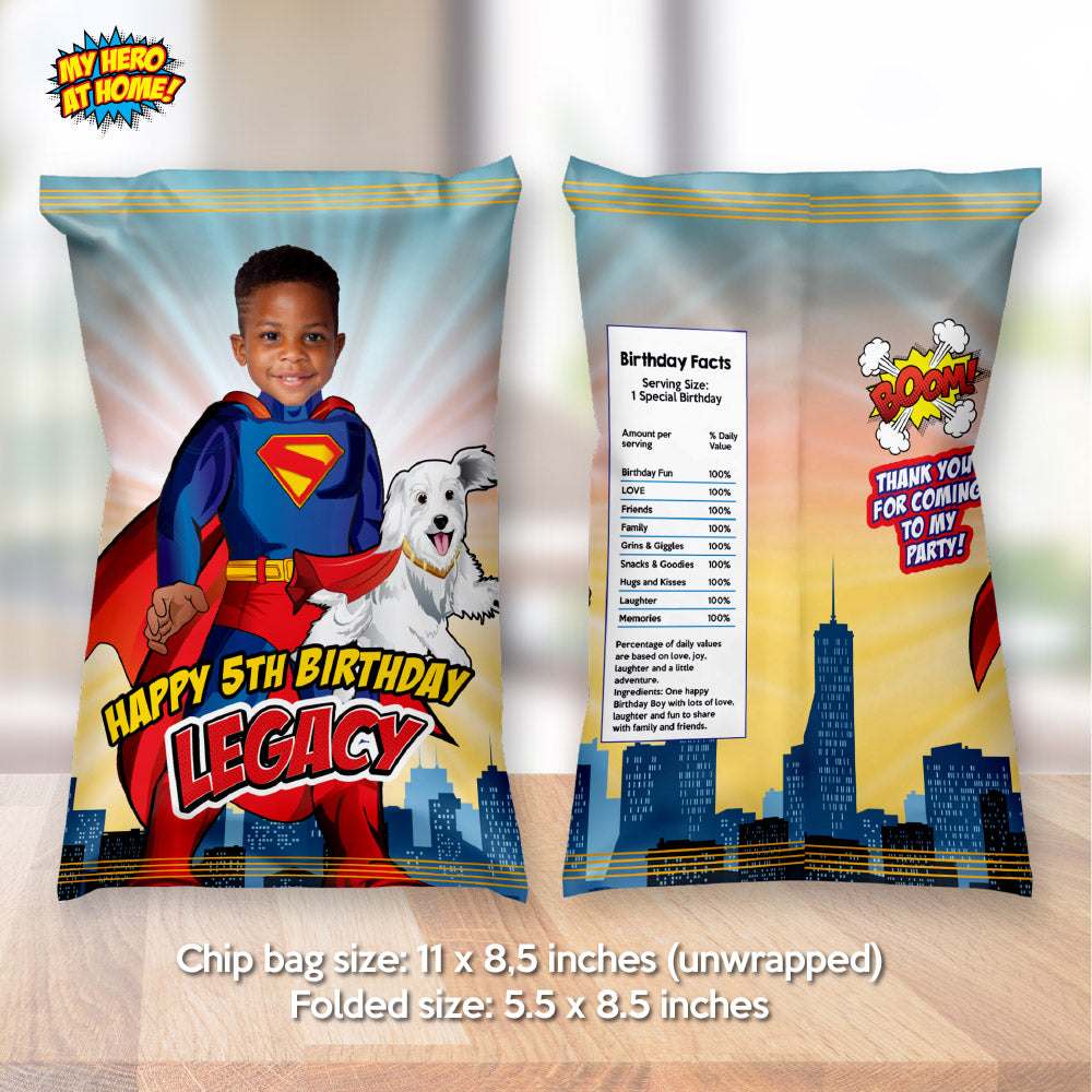 Superman and Krypto potato chip bags, Superman and Superdog Chip Bag Wrapper, Superman and Krypto Snacks bags. 2352CB