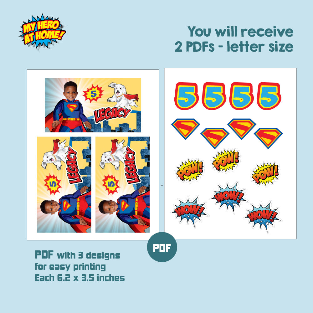 Superman and Krypto Gable Box label, Superkid and Krypto Gift Box with photo, Superman and Krypto Box candy box favor. 2352GB