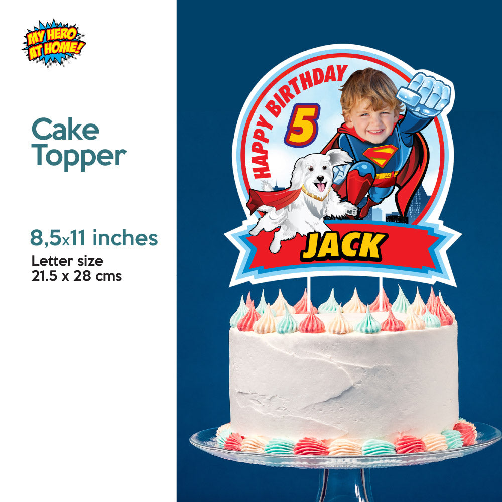 Superman and Krypto Birthday Party Matching decor, Superkid and Krypto Invite and Thanks, Custom Superkid Welcome Sign and Krypto Cake Topper. 2353B2