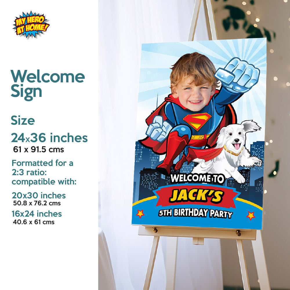 Custom Superman and Krypto Party decoration, Superman and Krypto Banner Backdrop, Cake ideas with Krypto, Superman 2025 Welcome Sign. 2353B4