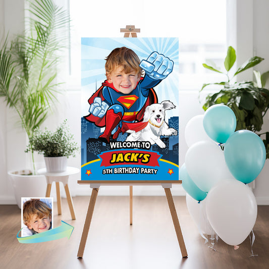 Personalized Superman & Krypto-themed welcome sign, Superboy and Crypto Welcome party sign. 2353WS