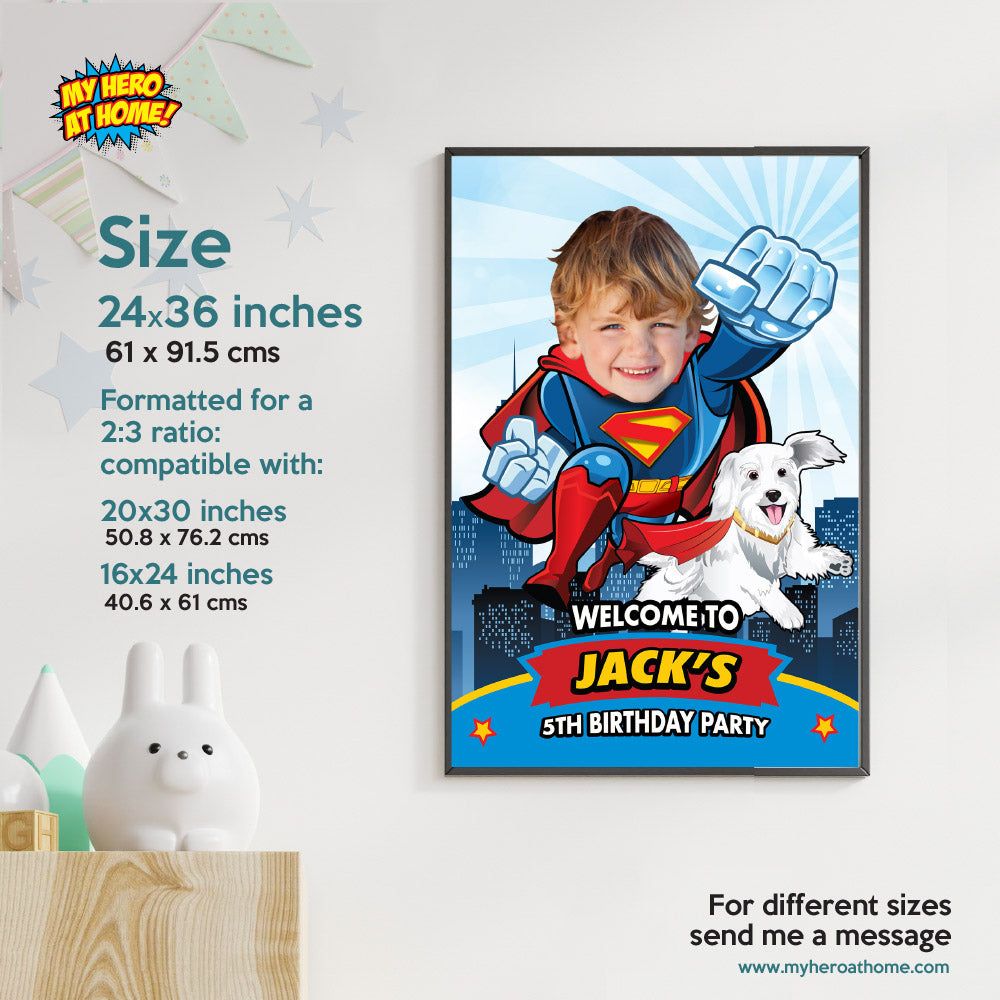 Personalized Superman & Krypto-themed welcome sign, Superboy and Crypto Welcome party sign. 2353WS