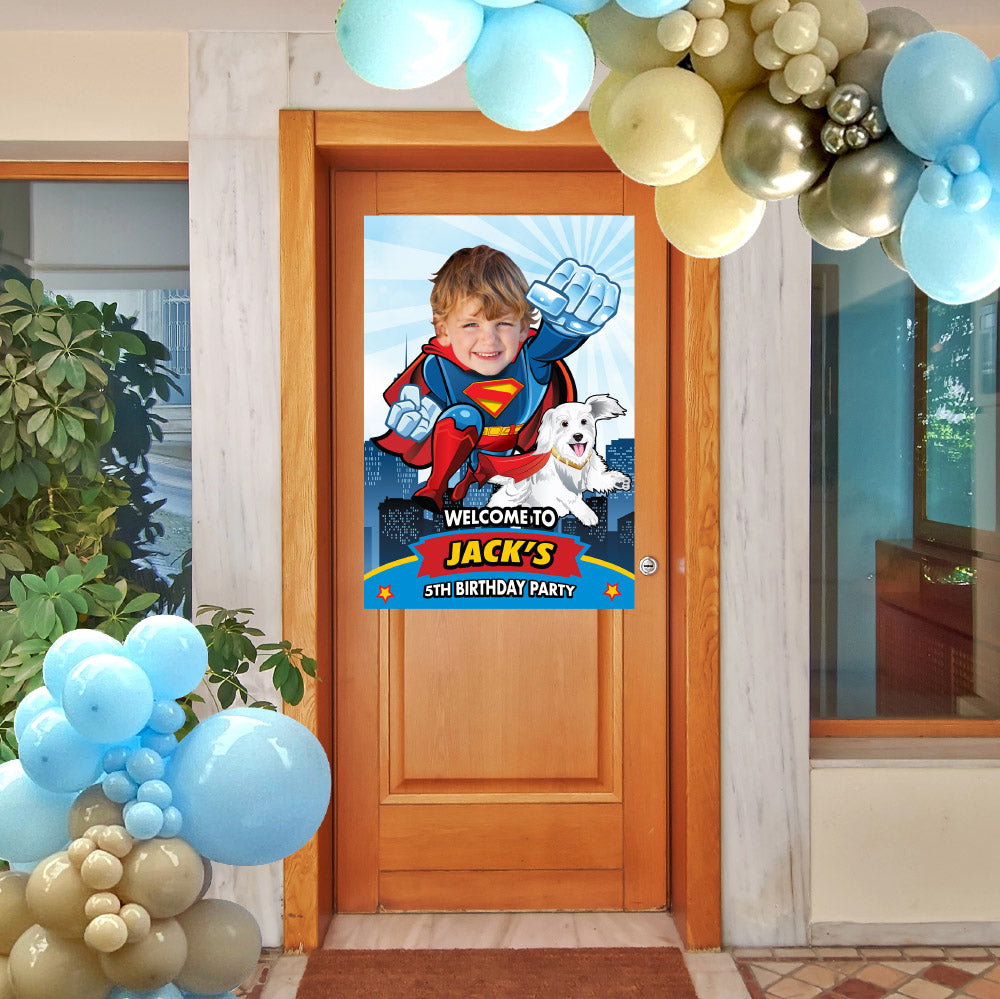 Personalized Superman & Krypto-themed welcome sign, Superboy and Crypto Welcome party sign. 2353WS
