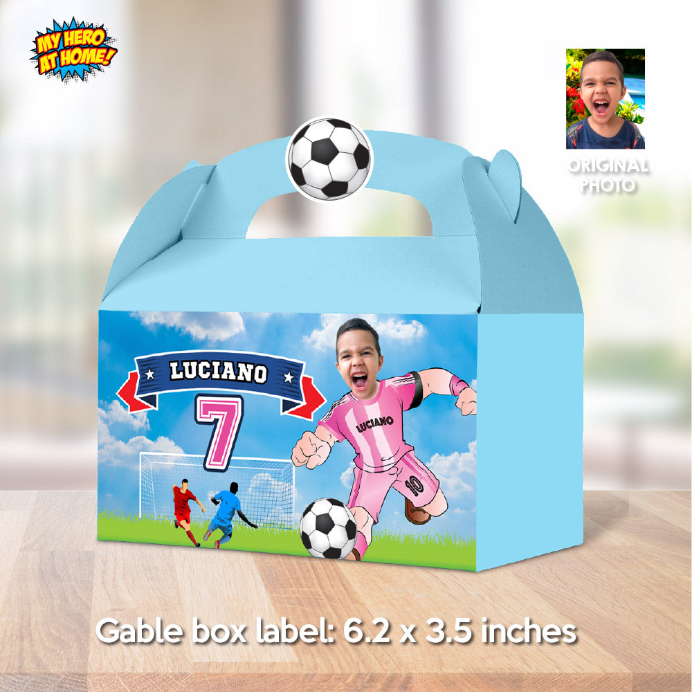 Futbol Inter Miami candy Box label with kid as his/her favorite player, Messi Gable Box Party favors. 2362GB