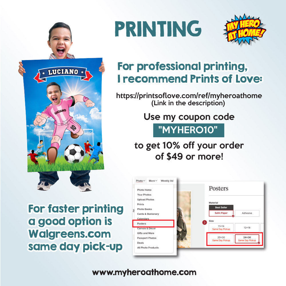Soccer poster with kid as his favorite player Messi, Printable gift of Inter Miami Futbol. 2362GF