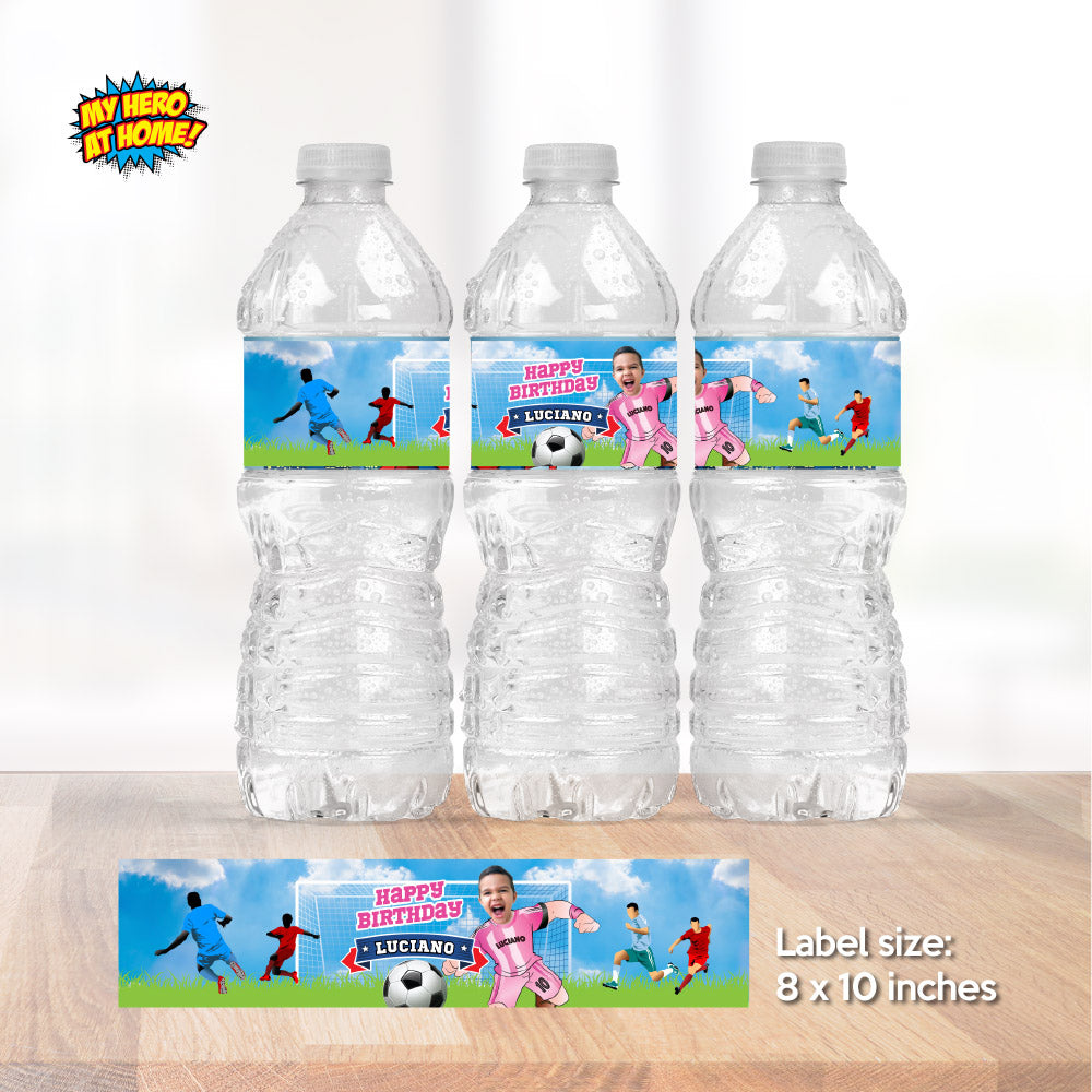 Futbol Inter Miami water wrappers with your photo, Soccer Miami Messi Juice Pouch labels. 2362WJ
