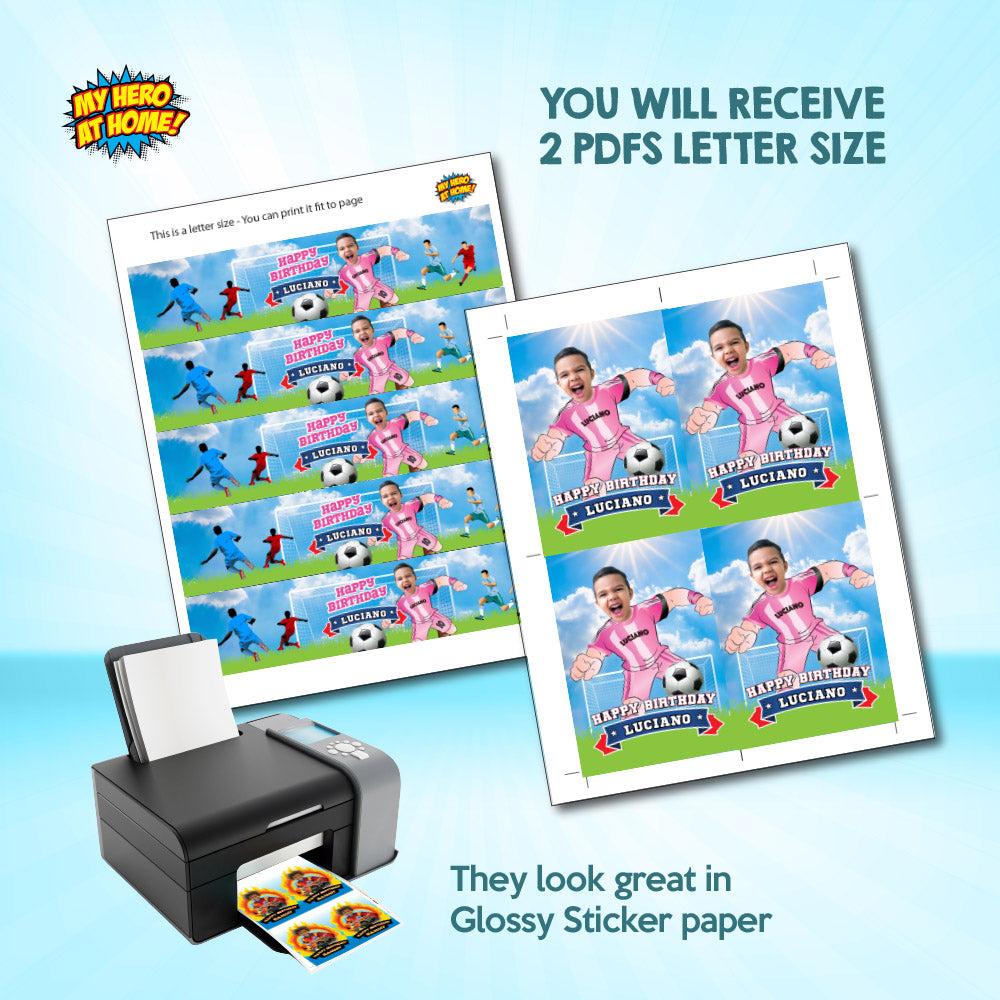 Futbol Inter Miami water wrappers with your photo, Soccer Miami Messi Juice Pouch labels. 2362WJ