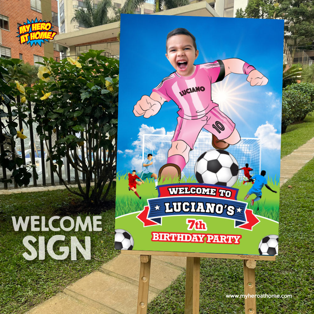 Welcome to my Inter Miami Soccer birthday party with kid as the star, Bienvenidos Fiesta Futbol Messi Miami. 2362WS