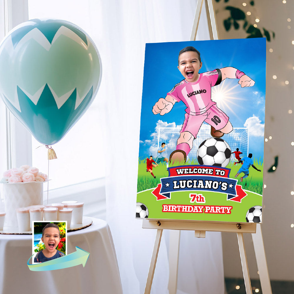Welcome to my Inter Miami Soccer birthday party with kid as the star, Bienvenidos Fiesta Futbol Messi Miami. 2362WS