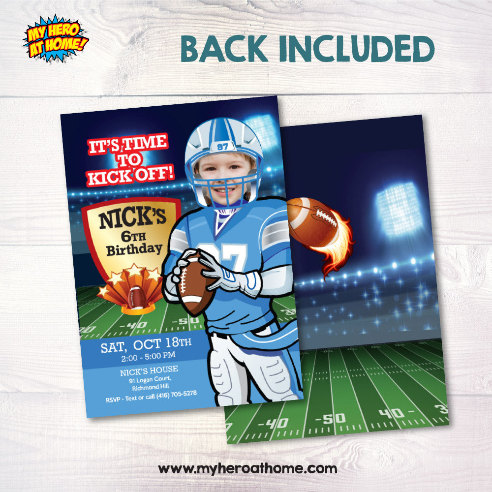 Detroit Lions birthday Invitation template with your kid as the star, Lions football theme party. 2370IN