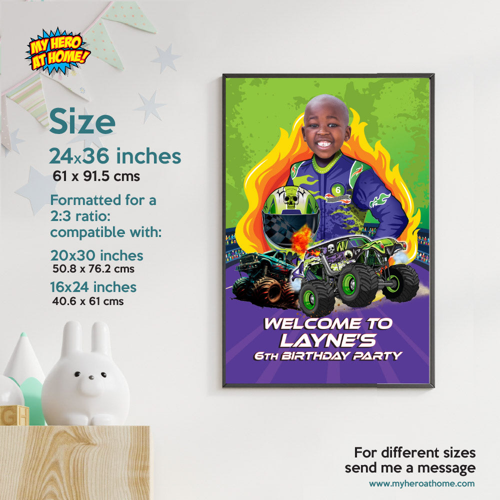 Monster Jam Gravedigger Welcome sign, Grave digger driver welcome party sign. 2391WS