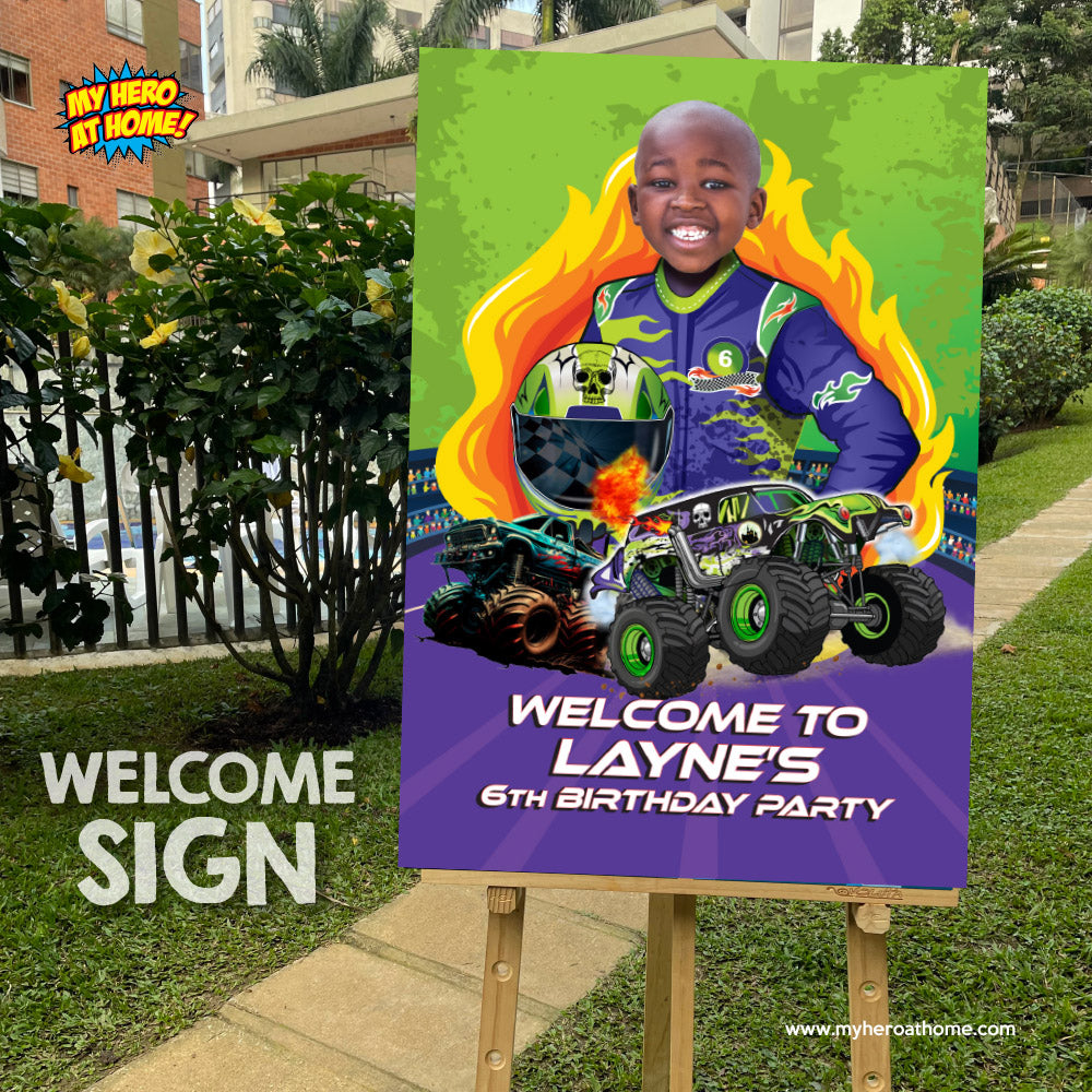 Monster Jam Gravedigger Welcome sign, Grave digger driver welcome party sign. 2391WS