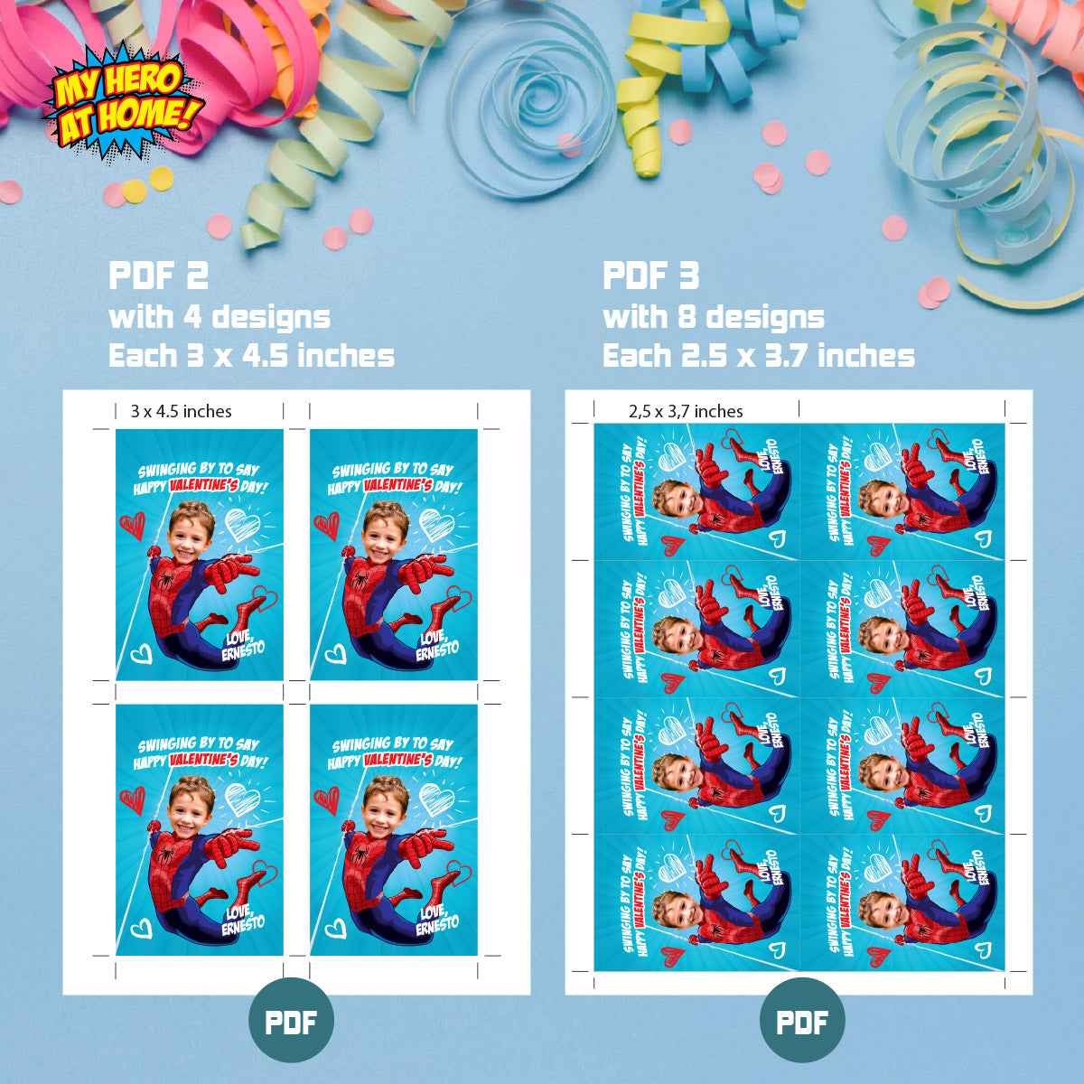 Custom Spiderman Valentines tags with child as the star, Valentine Spider-verse cards. 2393